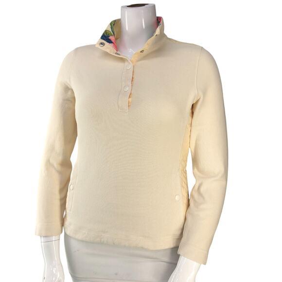 Tommy Bahama Womens Size M Sweatshirt Aruba Quilted Half Snap Cream Embroidered - Picture 1 of 16